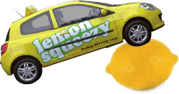 Side view of a Lemon Squeezy car