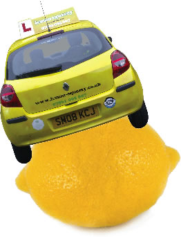 Rear view of a Lemon Squeezy car